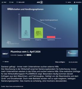 Interim CROs führen Unternehmen aus der Krise. ARD-Reportage Plusminus vom 01. April 2026